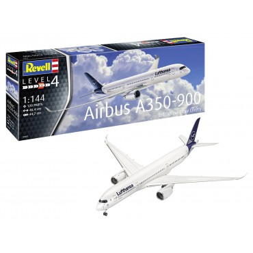 KIT PARA MONTAR REVELL AVIÃO AIRBUS A350-900 LUFTHANSA NEW LIVERY 1/144 120 PEÇAS REV 03881